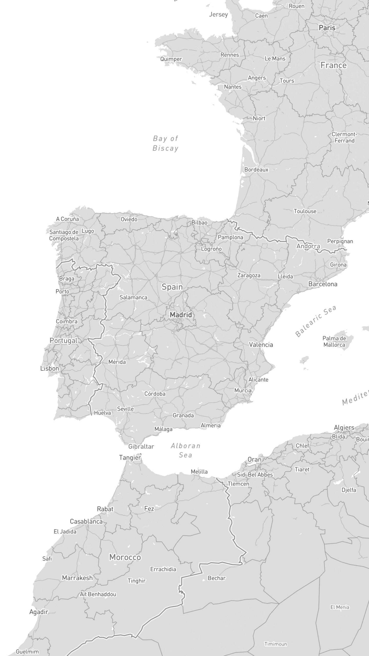 Mapa de España con la cobertura de Carto en sus diez mayores ciudades